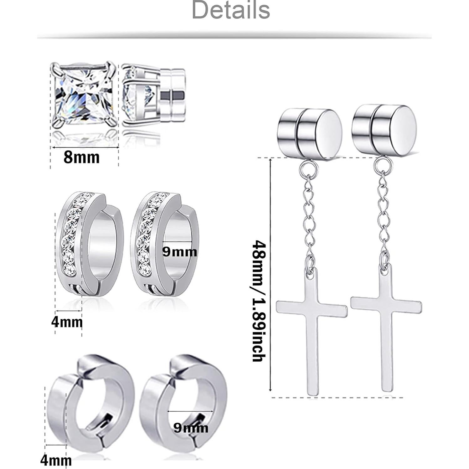 12 Pares Pendientes Magnéticos Ofeiyaa Acero Inoxidable Dorado