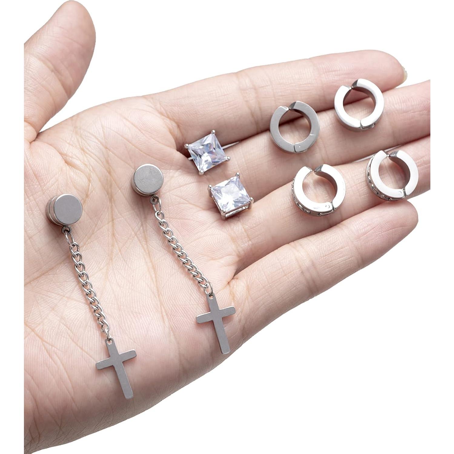 12 Pares Pendientes Magnéticos Ofeiyaa Acero Inoxidable Dorado