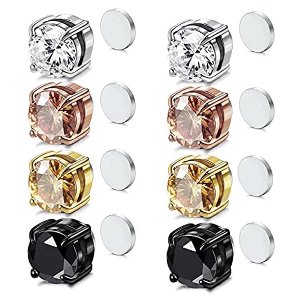 Pendientes Magnéticos Hipoalergénicos Cz para Hombres - 4 Pcs