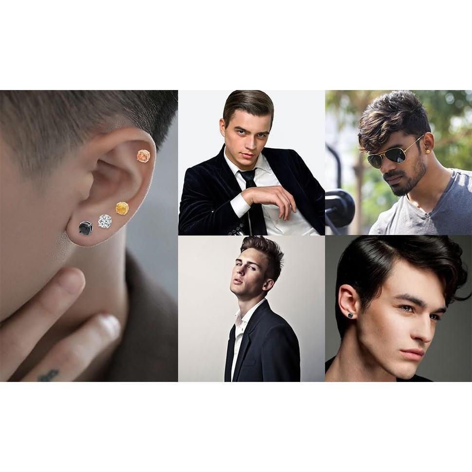 Pendientes Magnéticos Hipoalergénicos Cz para Hombres - 4 Pcs