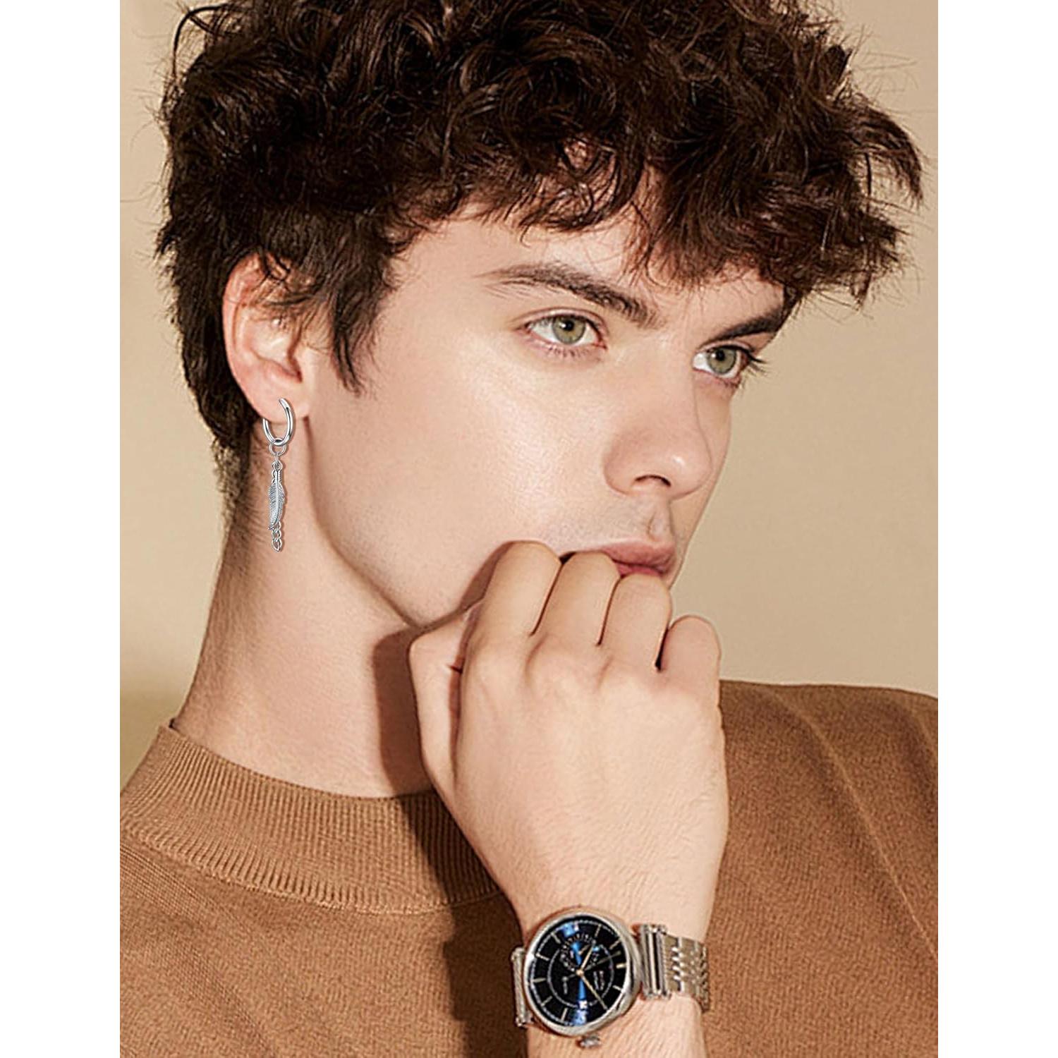 Conjunto 7 Pares Pendientes Magnéticos Acero Inoxidable Ofeiyaa