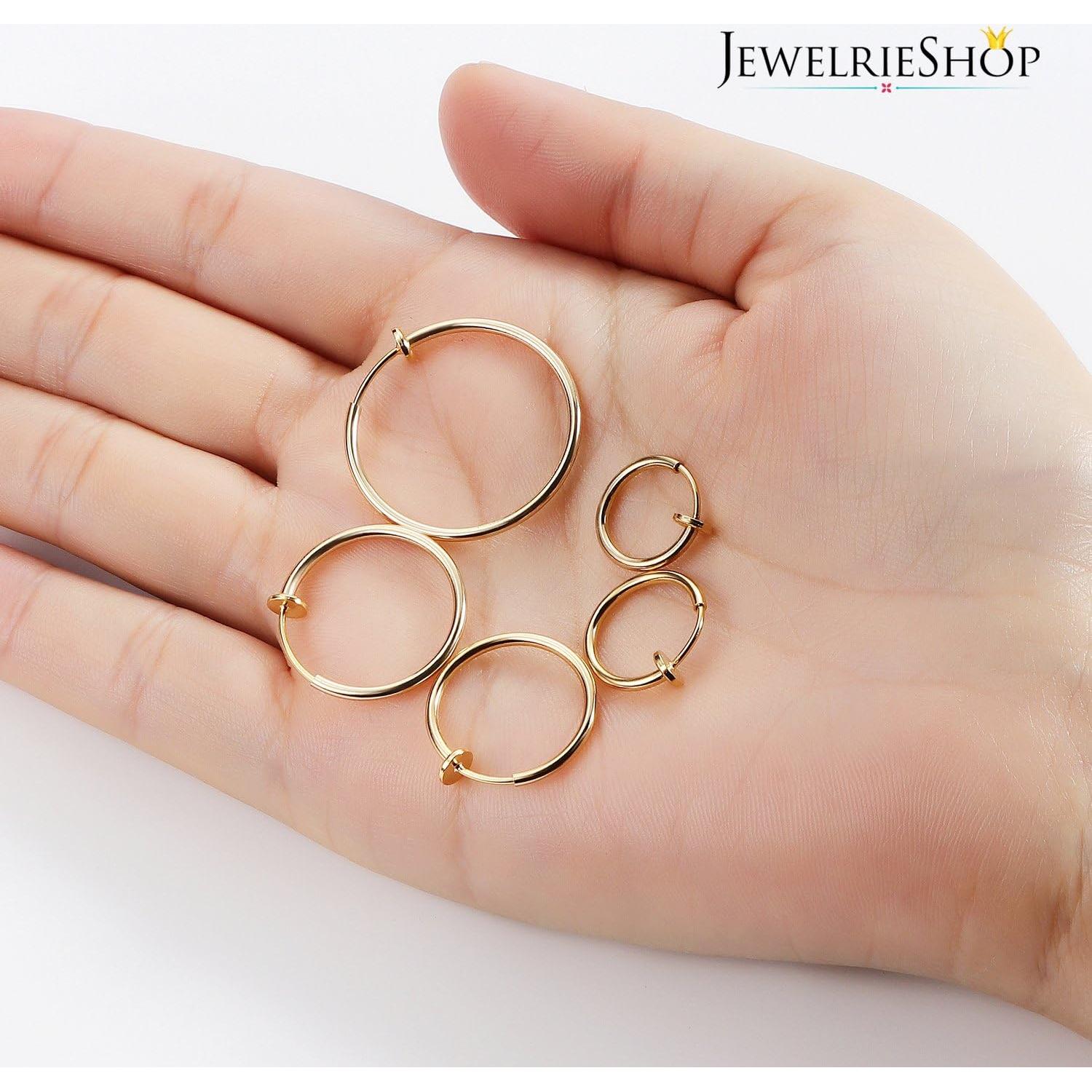 Pendientes de Aro Clip JewelrieShop 5 Pares Hipoalergénicos
