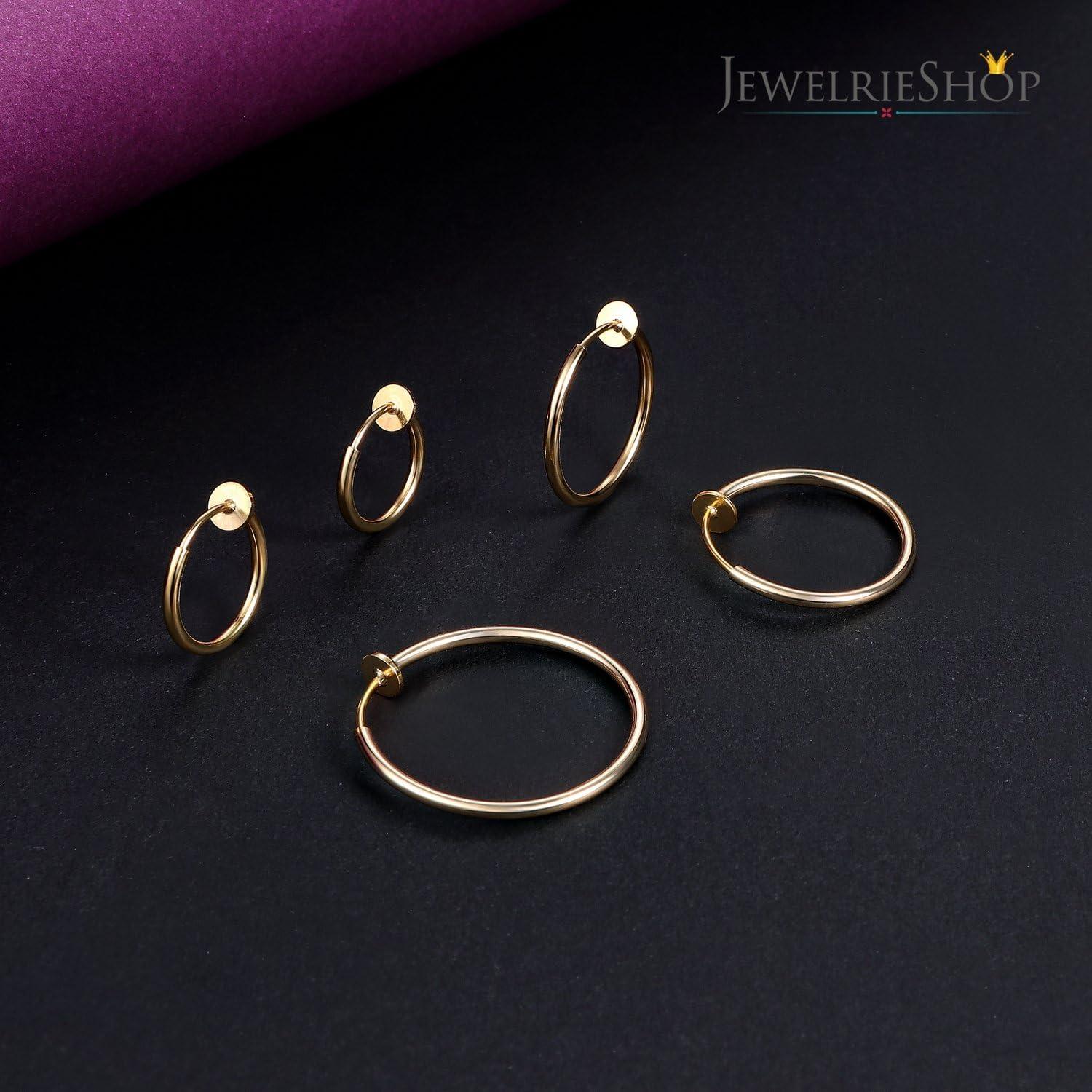 Pendientes de Aro Clip JewelrieShop 5 Pares Hipoalergénicos