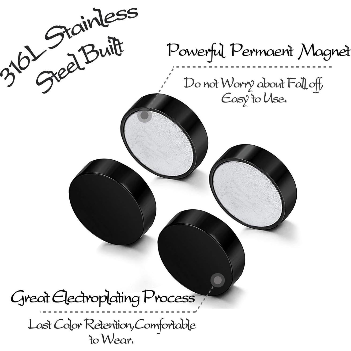 Pendientes Magnéticos Falsos LOLIAS 4 Pares Acero Inoxidable 12mm