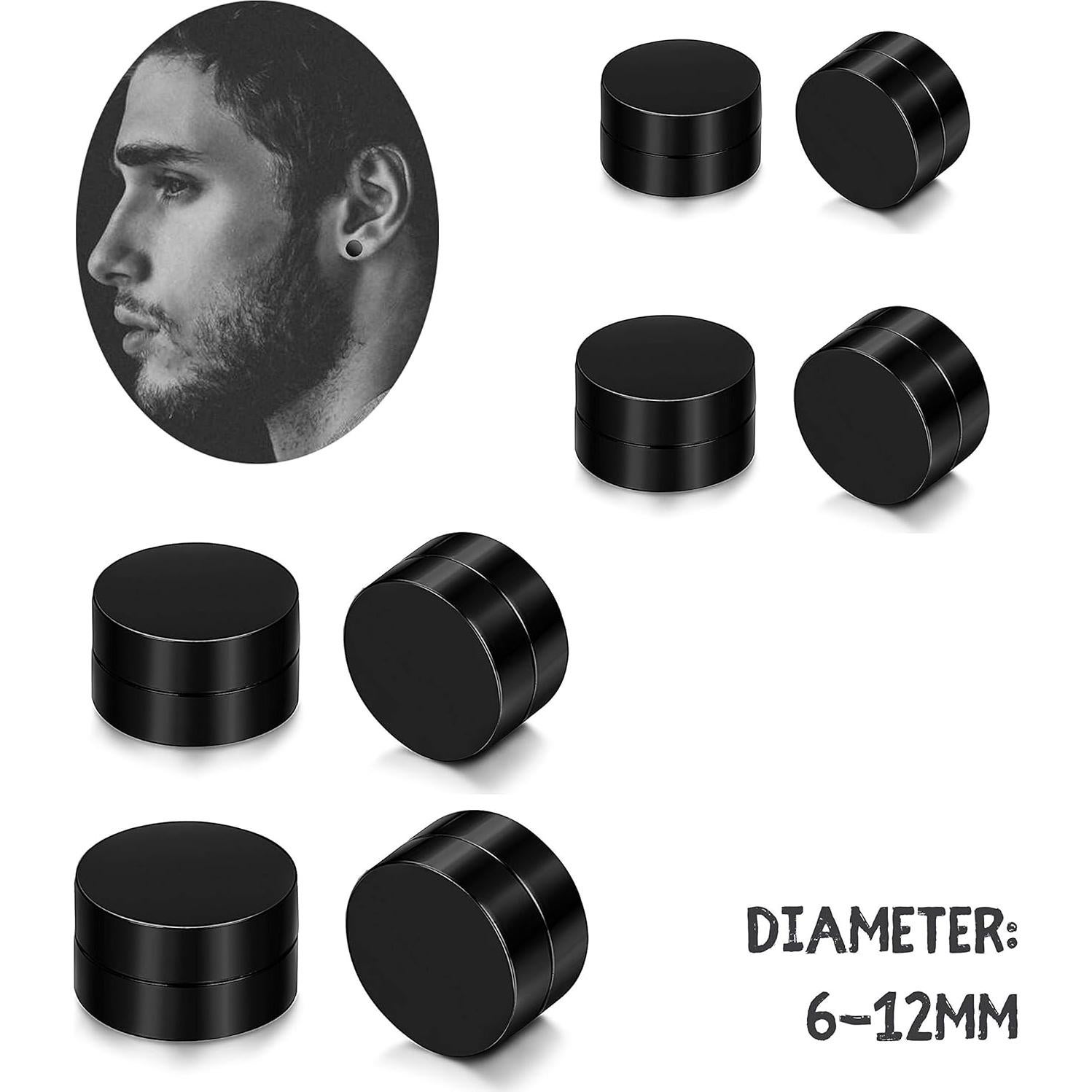 Pendientes Magnéticos Falsos LOLIAS 4 Pares Acero Inoxidable 12mm