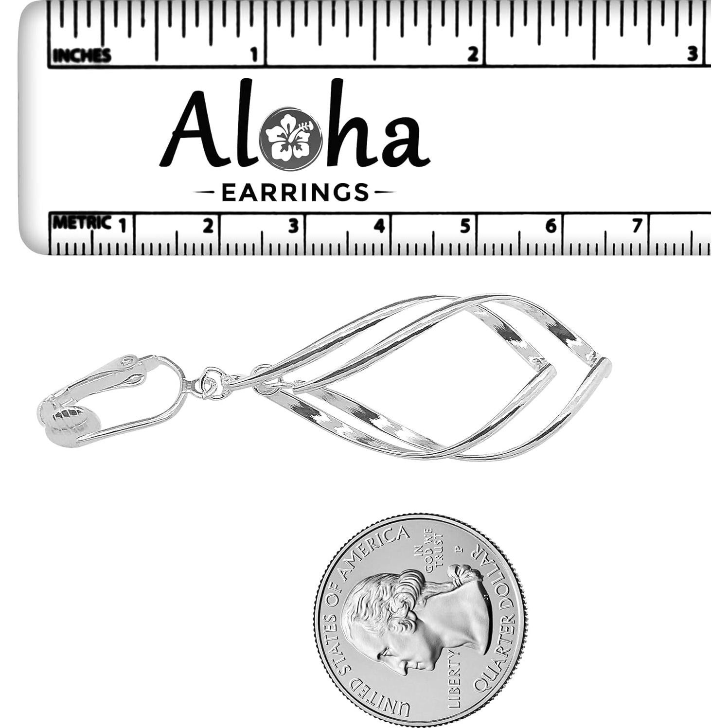 Pendientes de Clip de Plata Aloha Earrings, Hipoalergénicos y Livianos