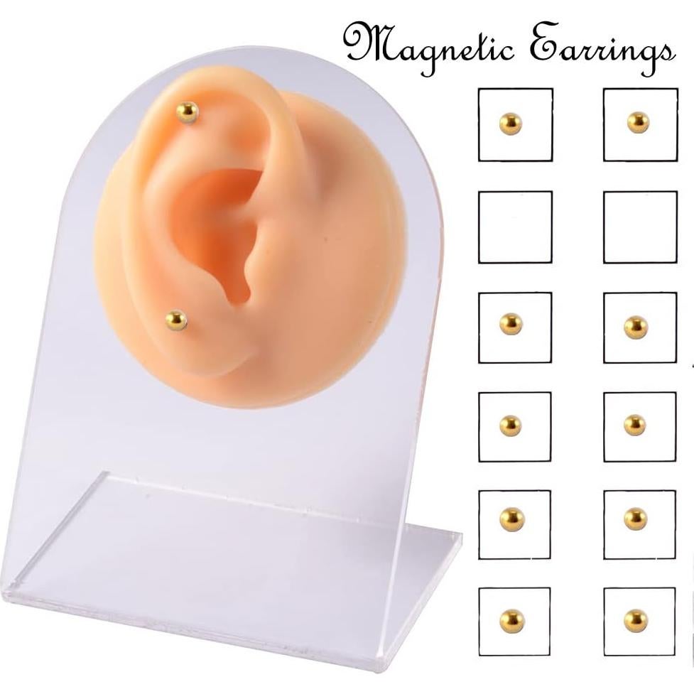 Set de 12 Aretes de Acero Inoxidable con Cristales 3mm