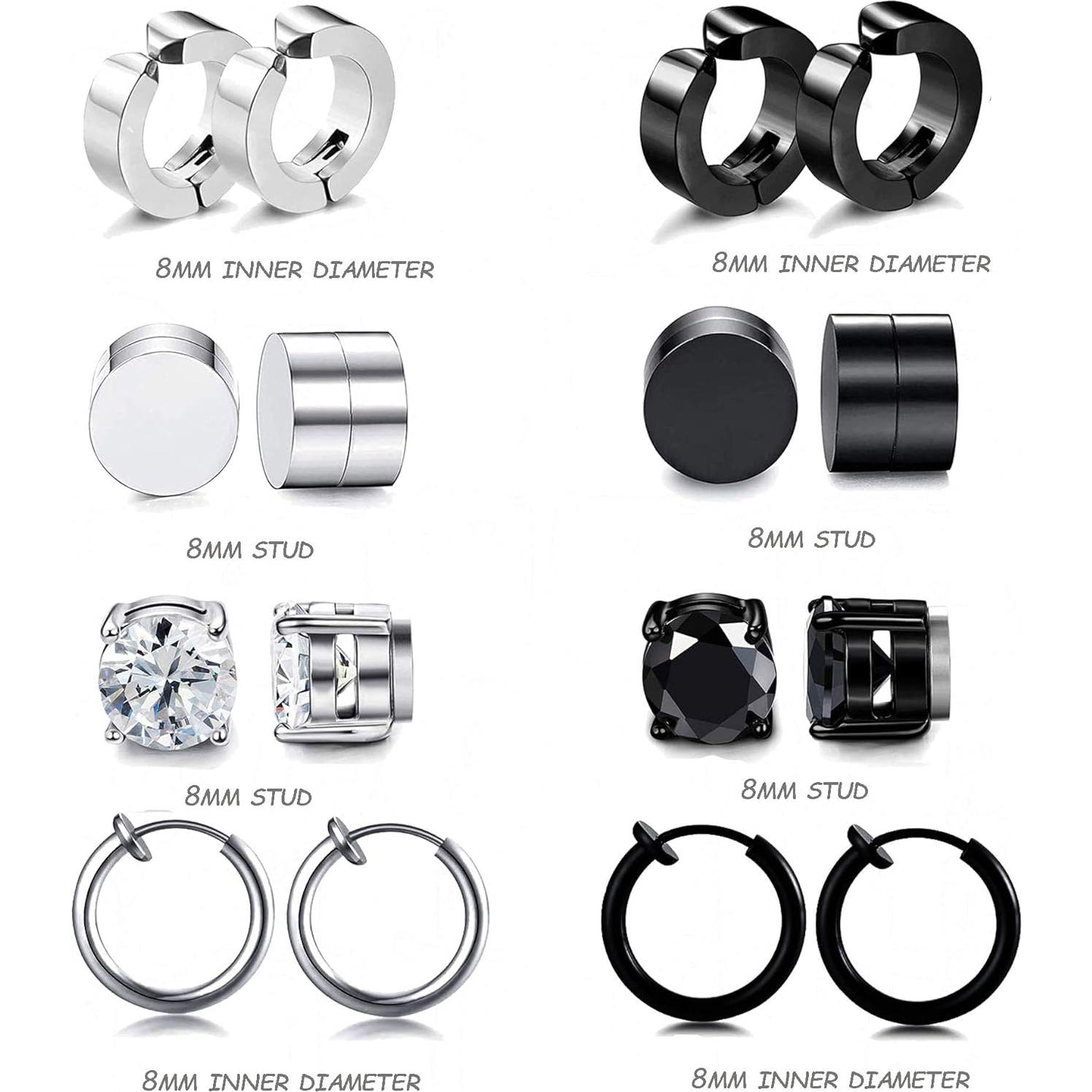 Set 12 Pares Pendientes Magnéticos WAINIS Acero Inoxidable