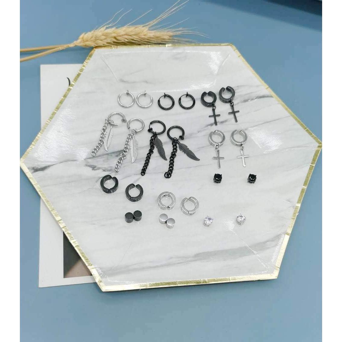 Set 12 Pares Pendientes Magnéticos WAINIS Acero Inoxidable