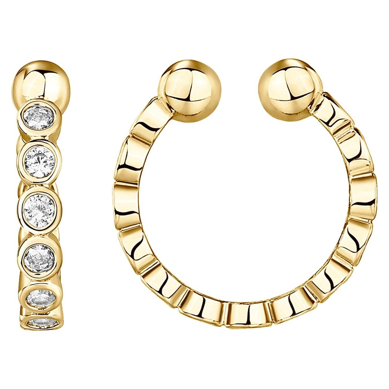 Aretes Huggie de Plata 925 Baño Oro 14K con Circonita PAVOI