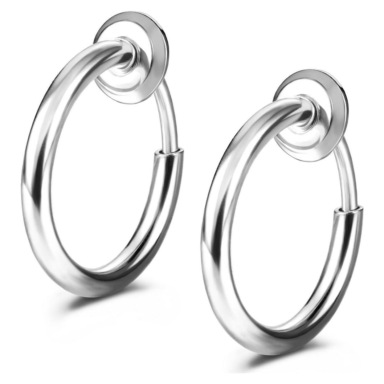 Pendientes Falsos de Aro Clip JewelrieShop Plata 1 Par