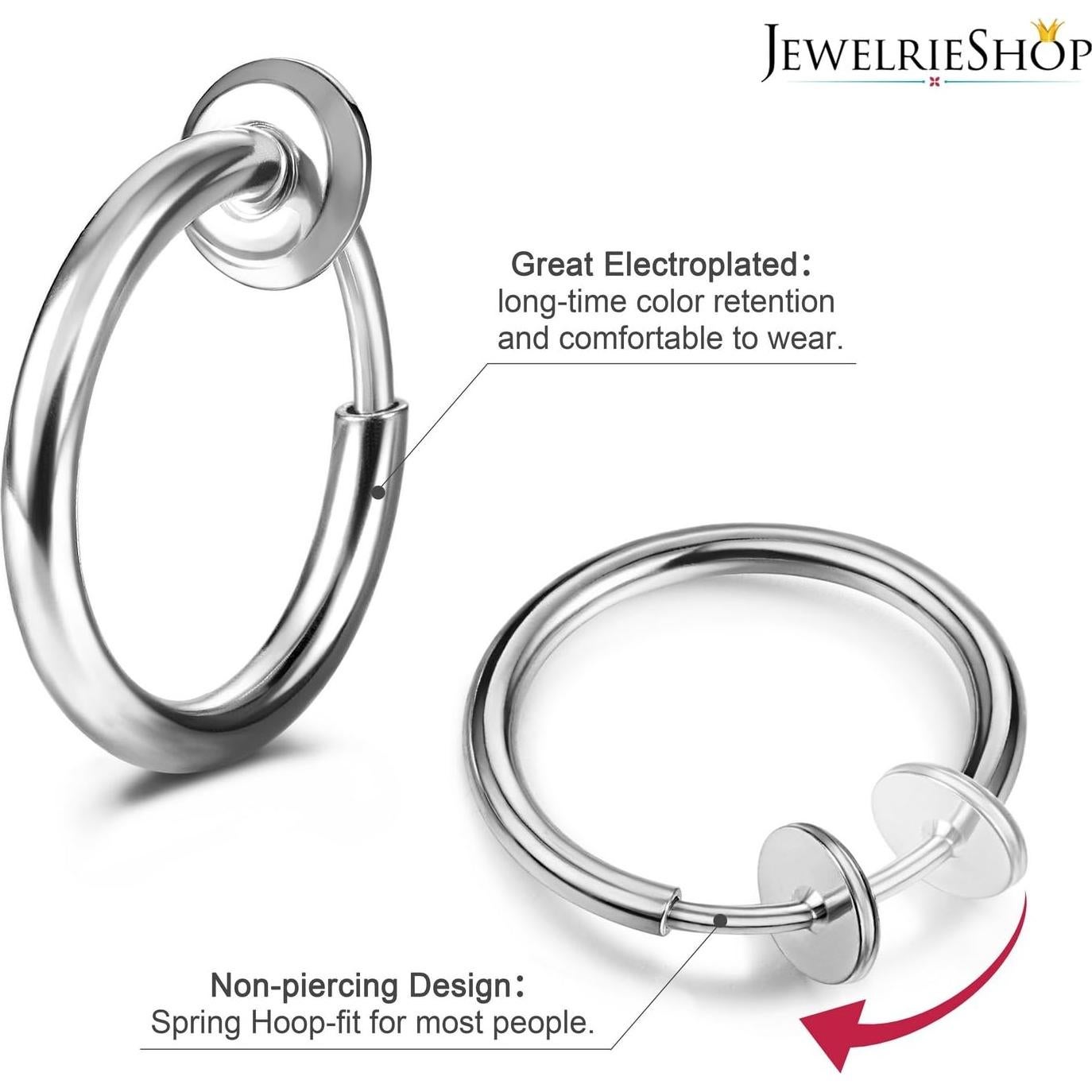 Pendientes Falsos de Aro Clip JewelrieShop Plata 1 Par