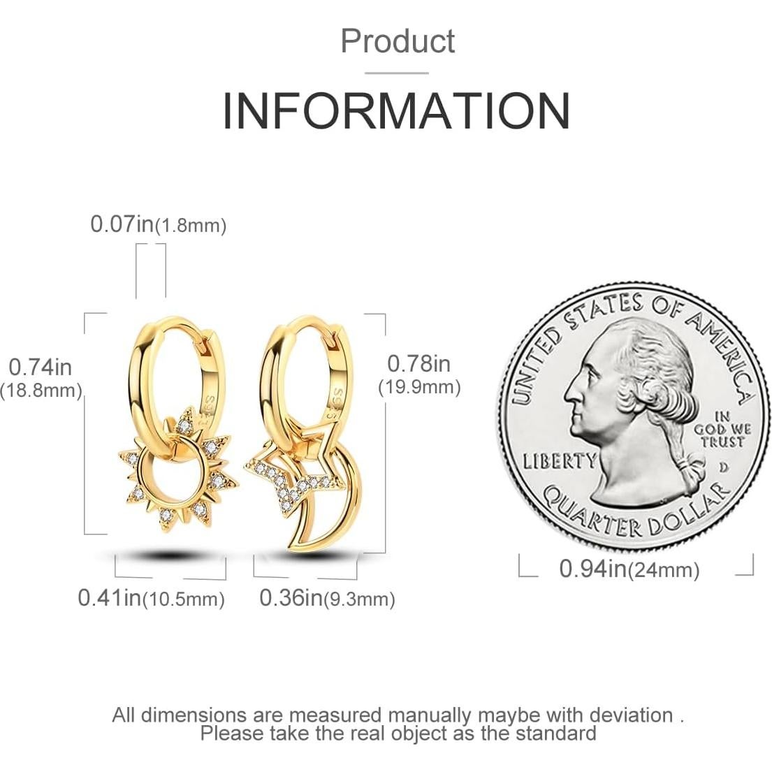 Pendientes Colgantes NARMO 925 Plata Esterlina Luna Estrella