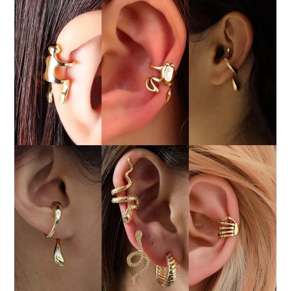 35 Aretes de Clip Ajustables Oro y Plata para Mujeres