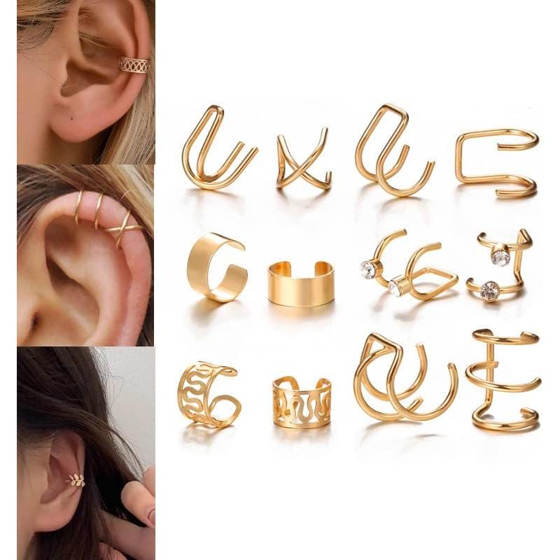 35 Aretes de Clip Ajustables Oro y Plata para Mujeres