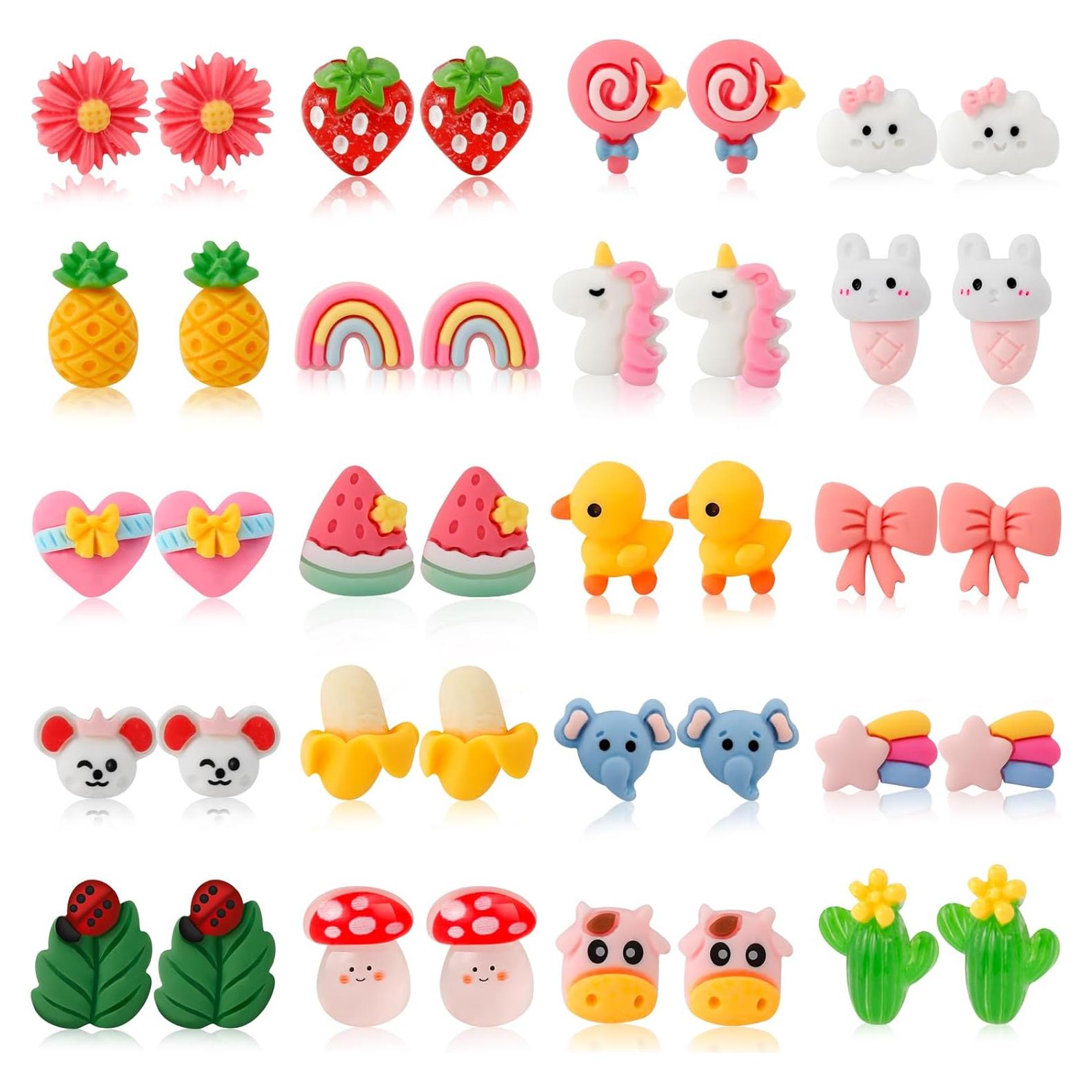 Pendientes de Clip Hipoalergénicos para Niñas - 20 Pares de Animales