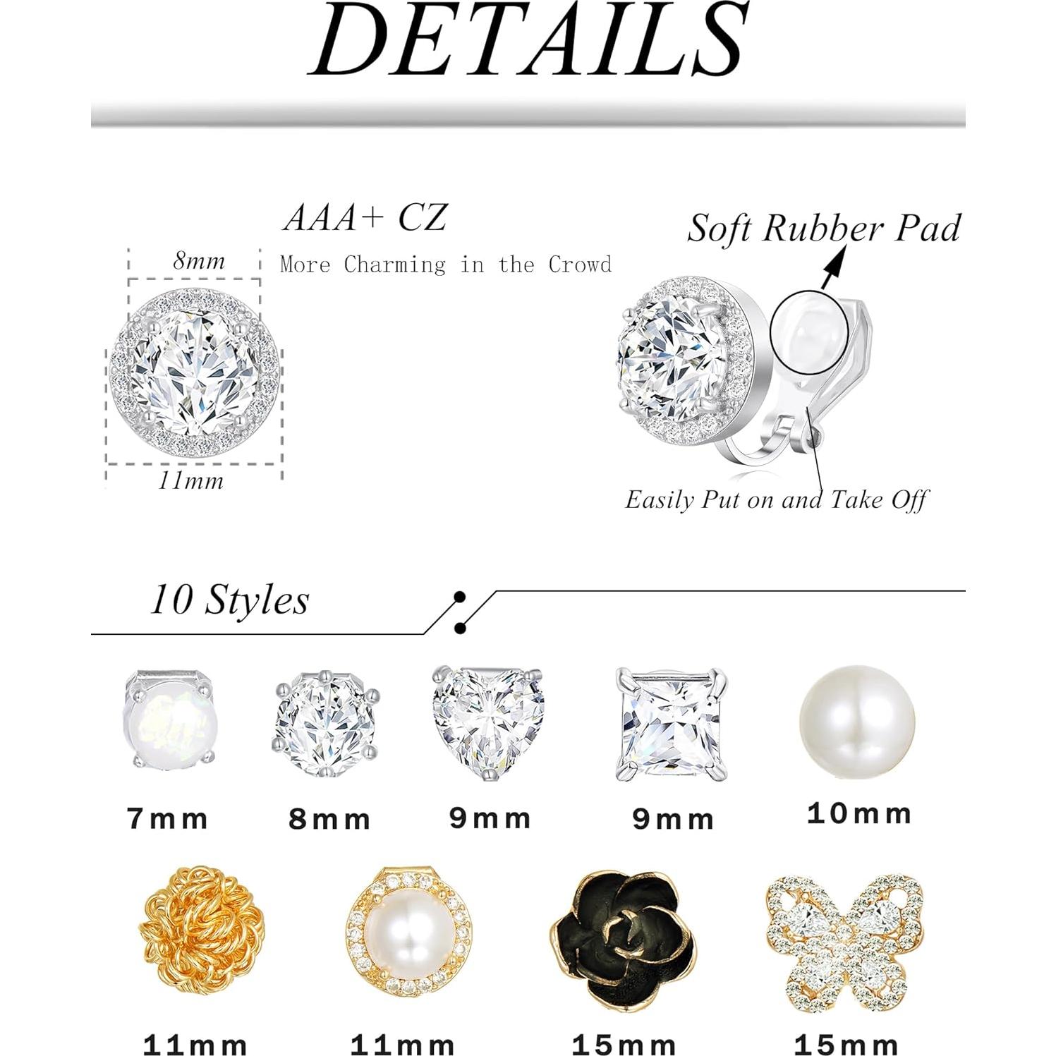 Conjunto 10 Pares Pendientes de Clip Tornito Mujeres