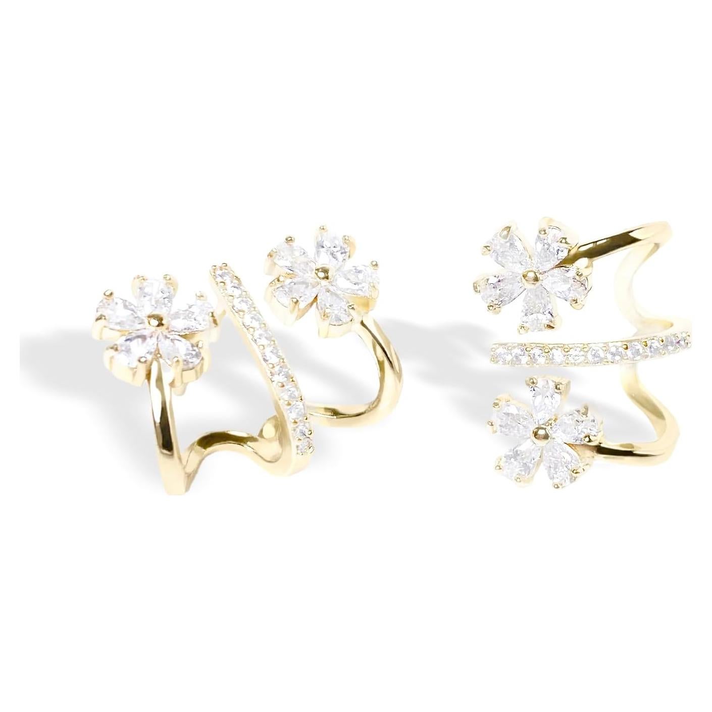 Pendientes de Aro Claw de Flor Oro 18K Hipoalergénicos