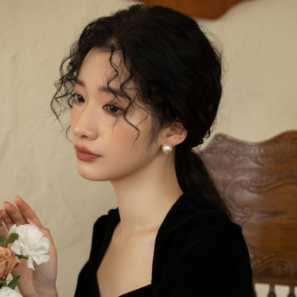 Pendientes de Clip de Perla TONLUYAX 14mm Hipoalergénicos