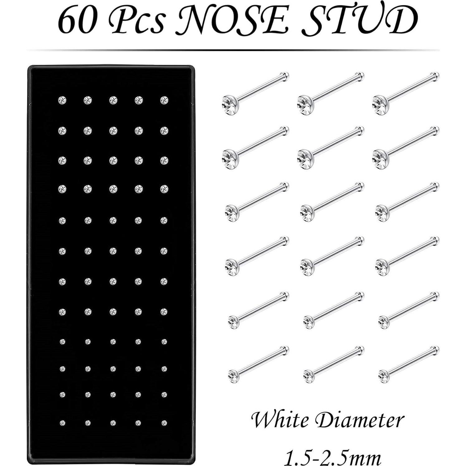 Aros Nasales de Acero Inoxidable OMAIGAR 60pcs Hipoalergénicos