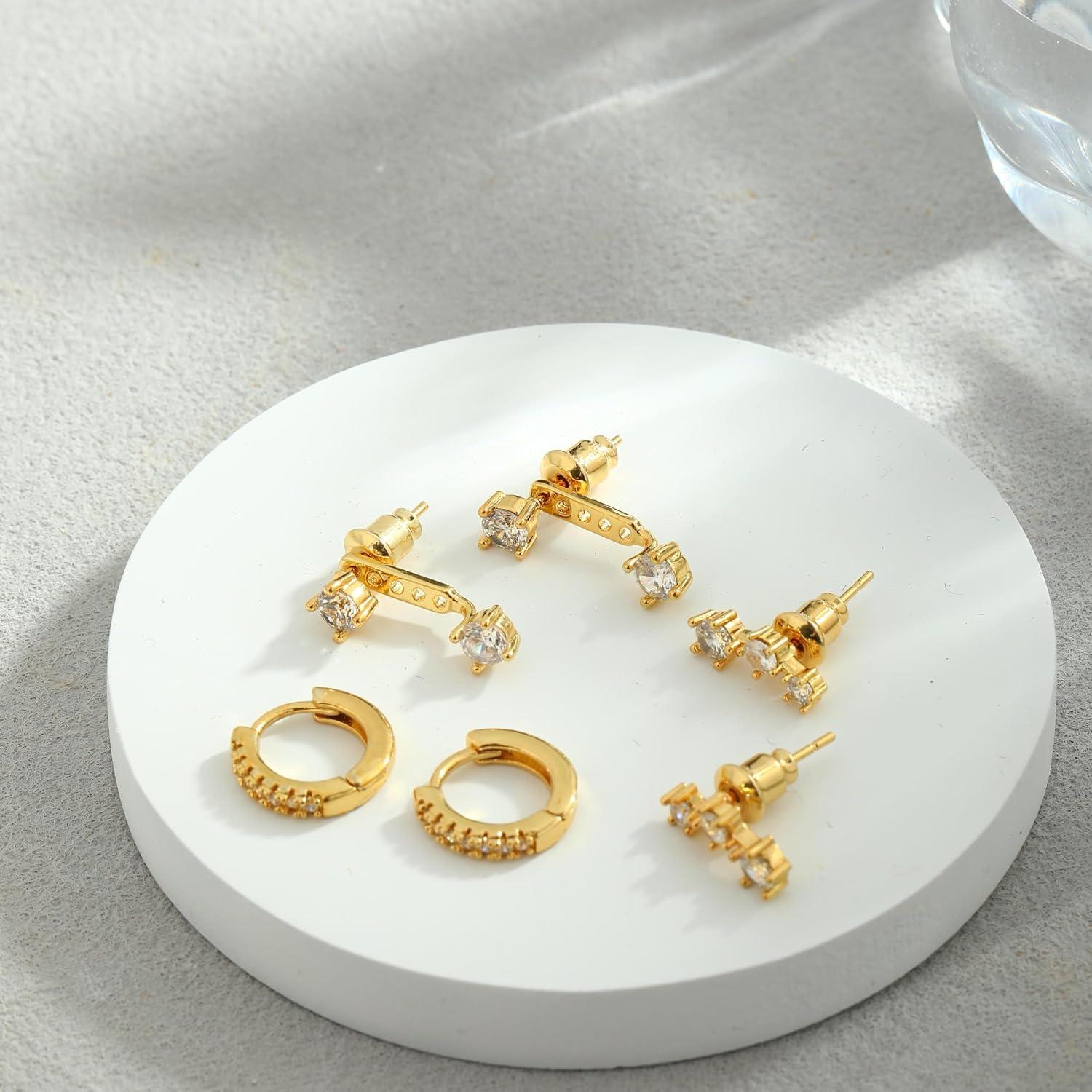 Conjunto de Pendientes de Aro Dorados ASCOMY - 3 Pares Huggie