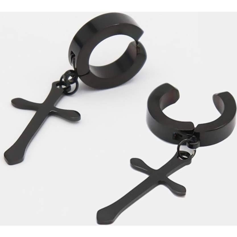 Pendientes Clip On Cruz Acero Titanio Unisex 4mm Aro