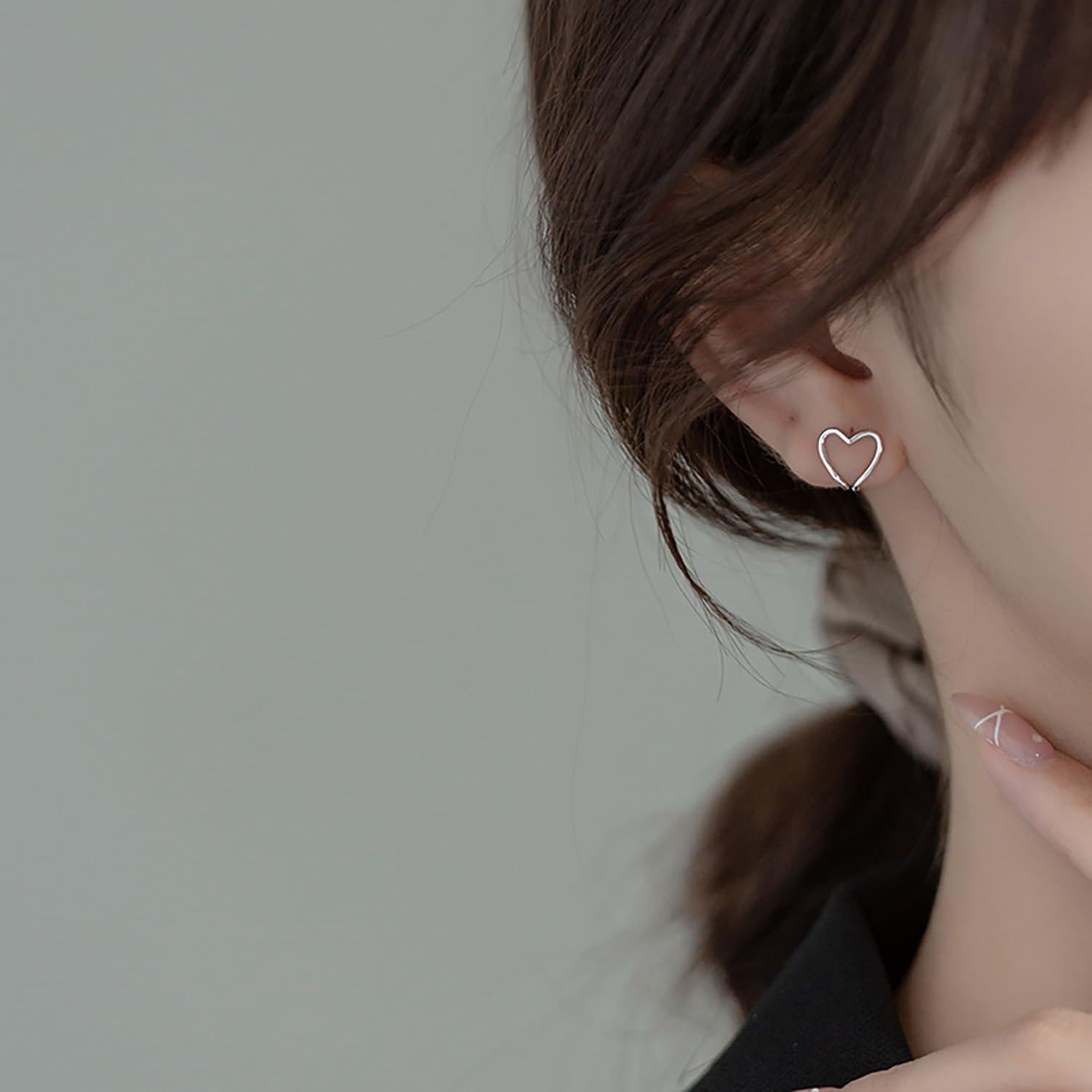 Pendientes de Corazón Sin Perforación Reffeer de Plata S925 9mm