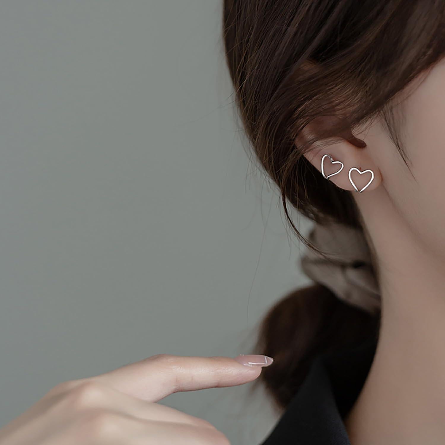 Pendientes de Corazón Sin Perforación Reffeer de Plata S925 9mm