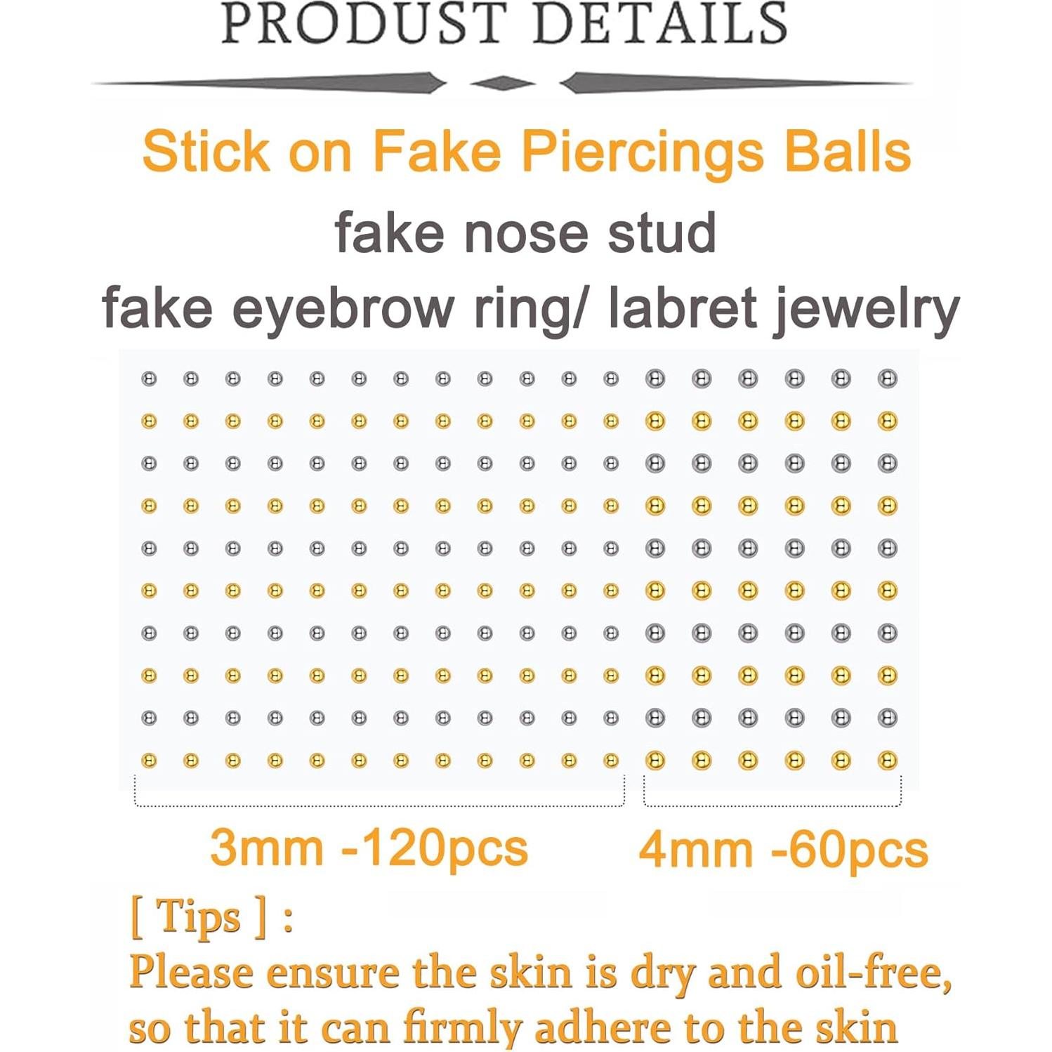 Piercings Falsos Autoadhesivos MODRSA - Stud de Nariz y Anillo