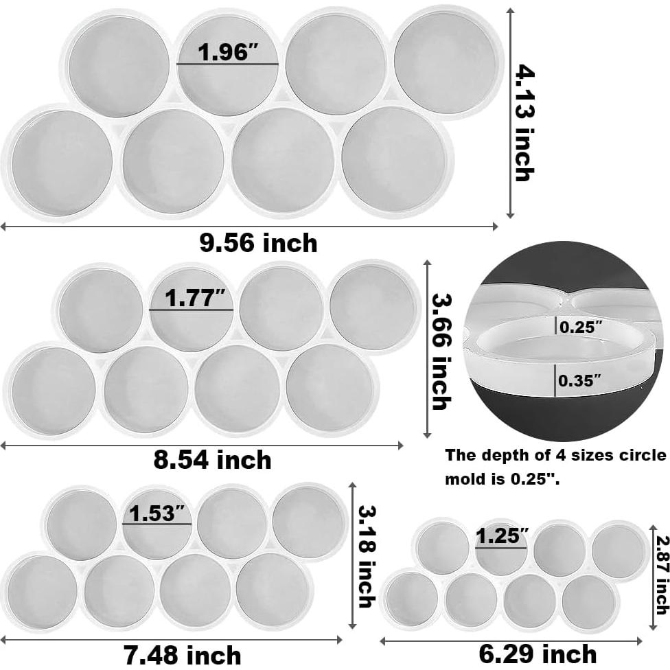 Juego de 4 Moldes de Silicona para Resina ResinWorld 10.16 cm