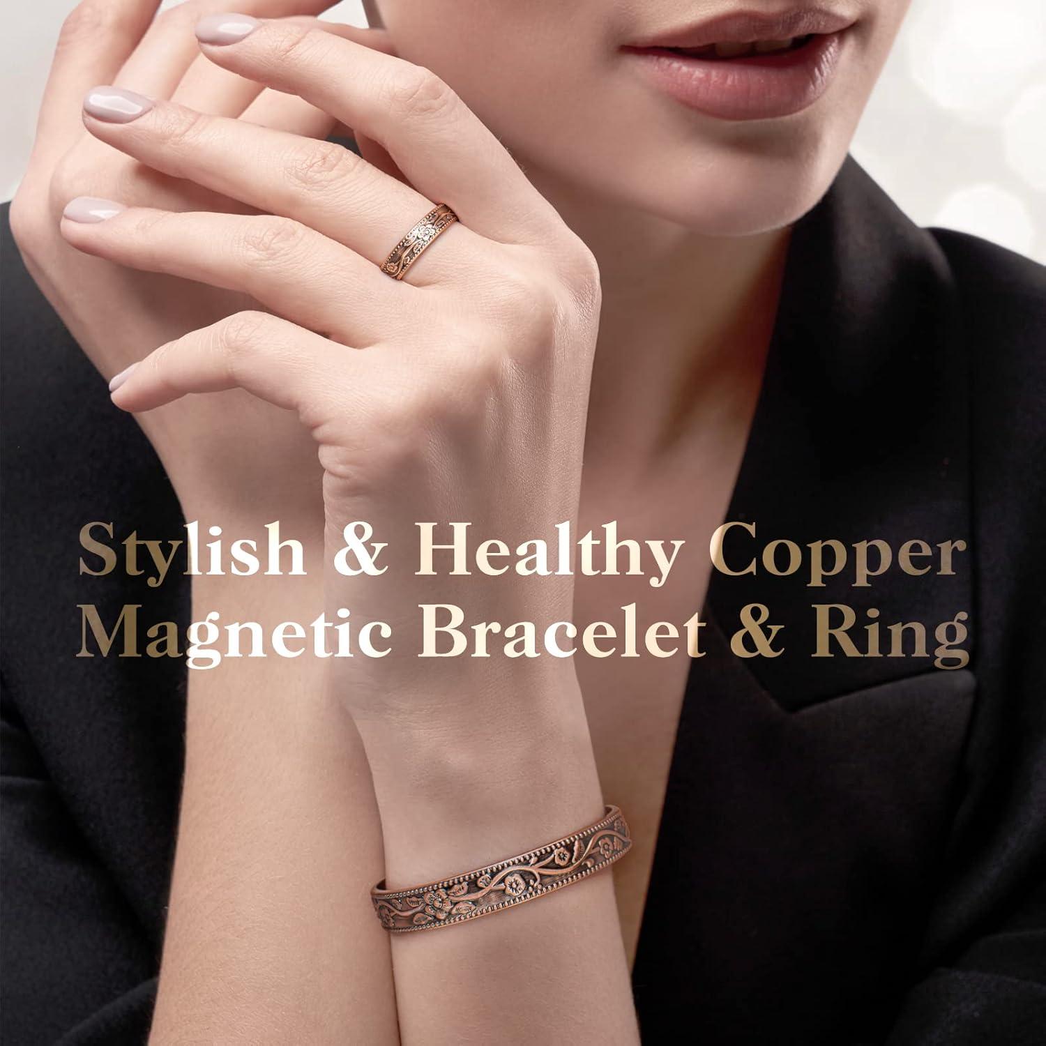 Anillo y Pulsera de Drenaje Linfático Magnético Mahnco Cobre