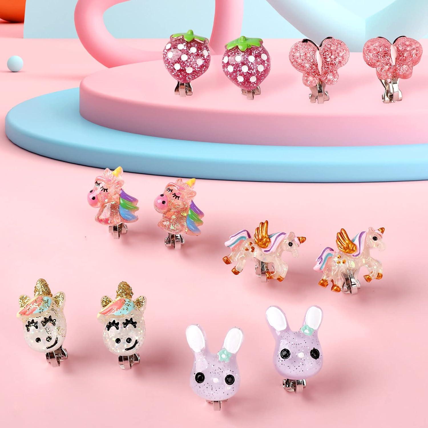 Pendientes de Clip para Niñas Huitong - 6 Pares Brillantes