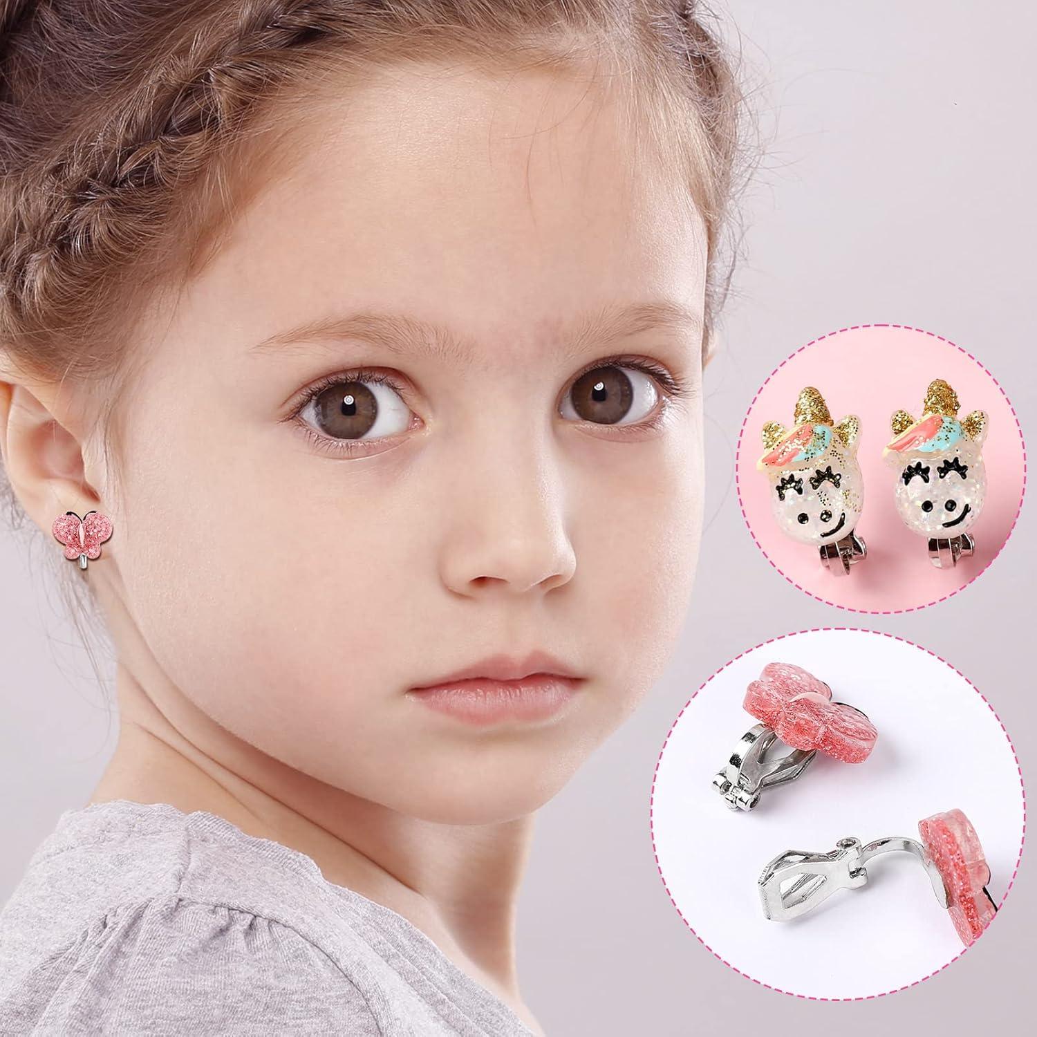 Pendientes de Clip para Niñas Huitong - 6 Pares Brillantes