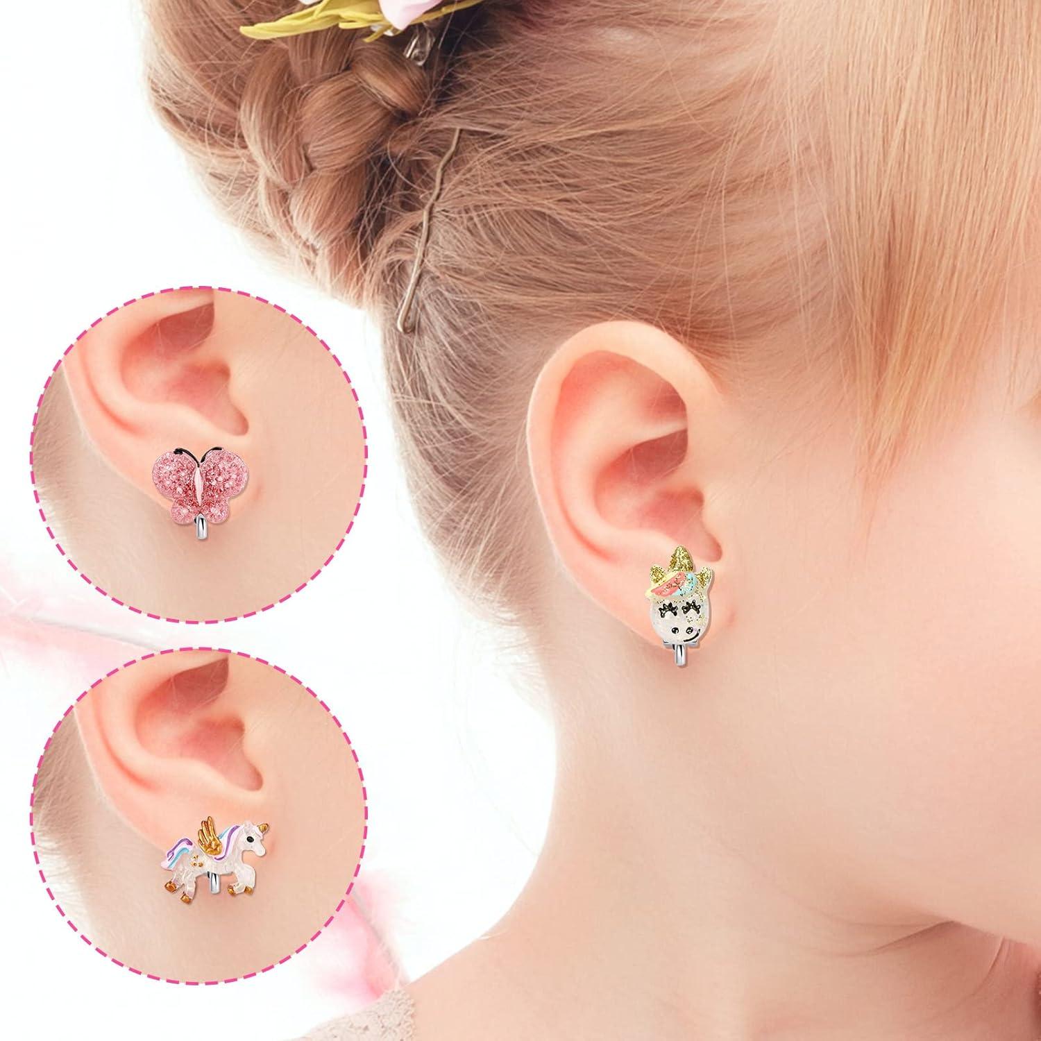 Pendientes de Clip para Niñas Huitong - 6 Pares Brillantes