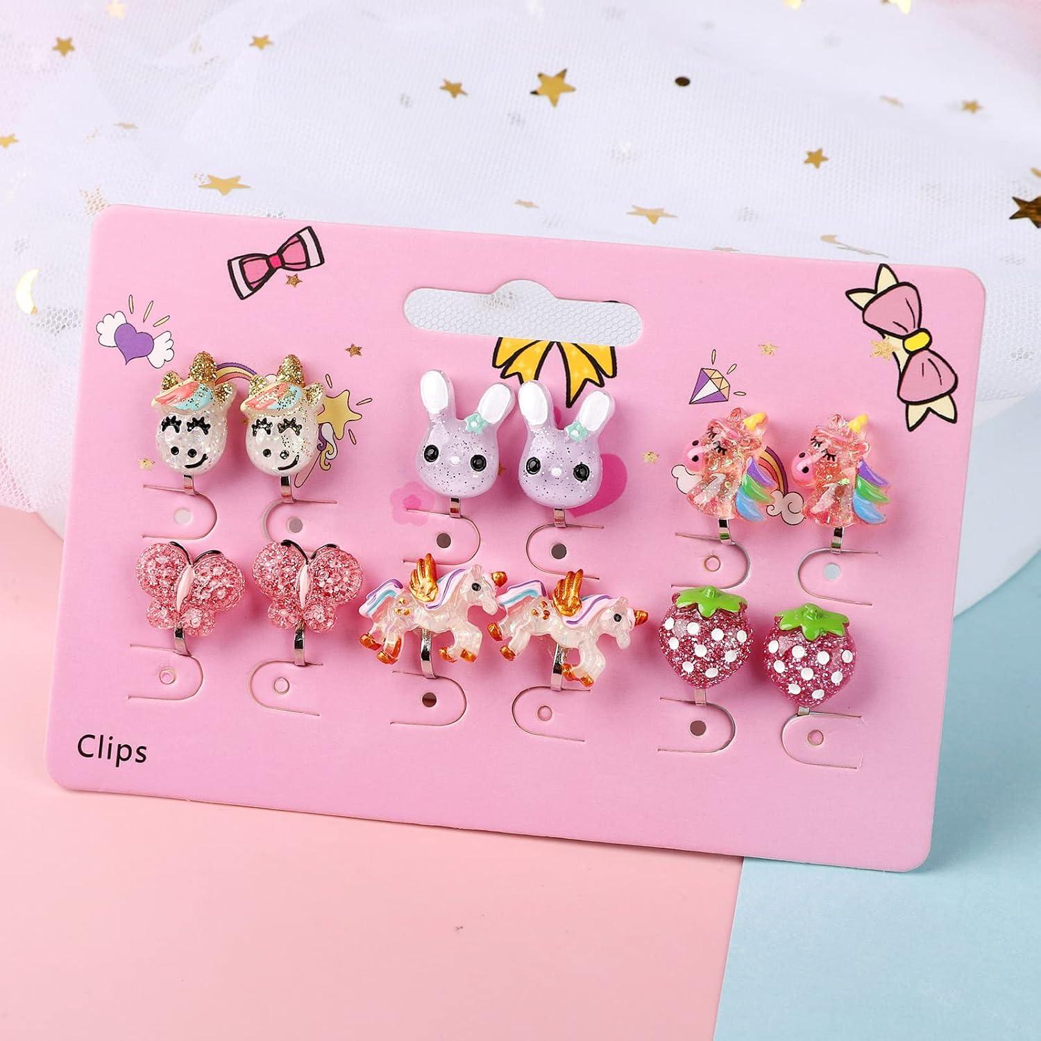 Pendientes de Clip para Niñas Huitong - 6 Pares Brillantes