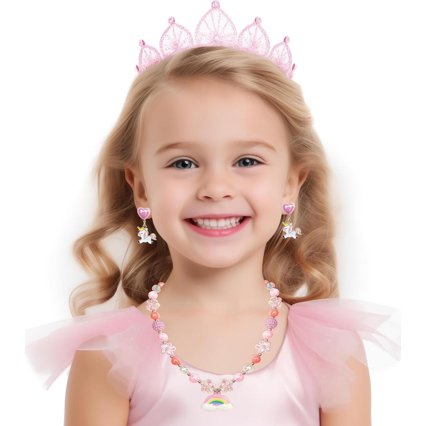 12 Pares Pendientes Clip On Joyería Unicornio Niñas 3+ Años