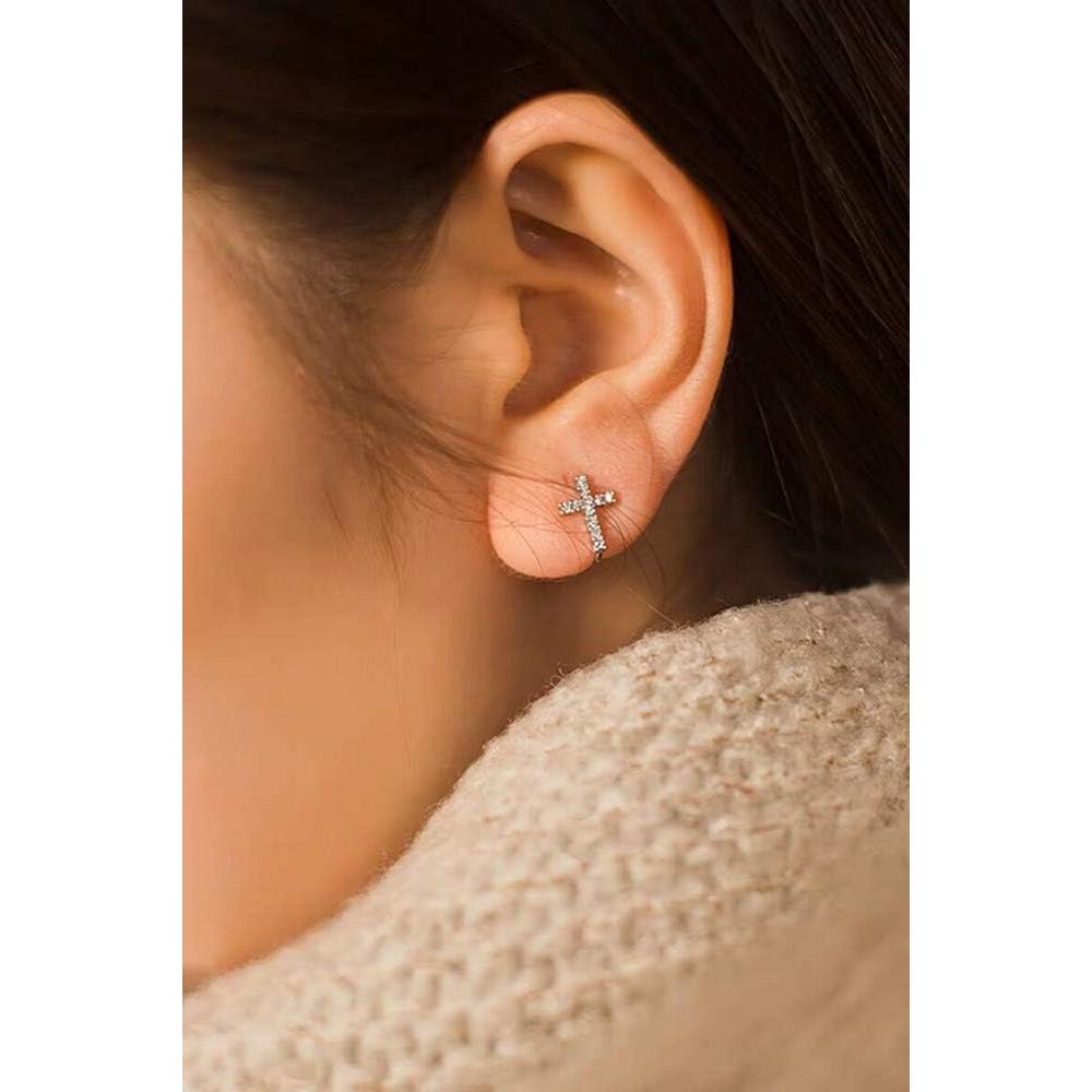 Pendientes de Aro Envueltos en Cruz Plata 925 Hipoalergénicos