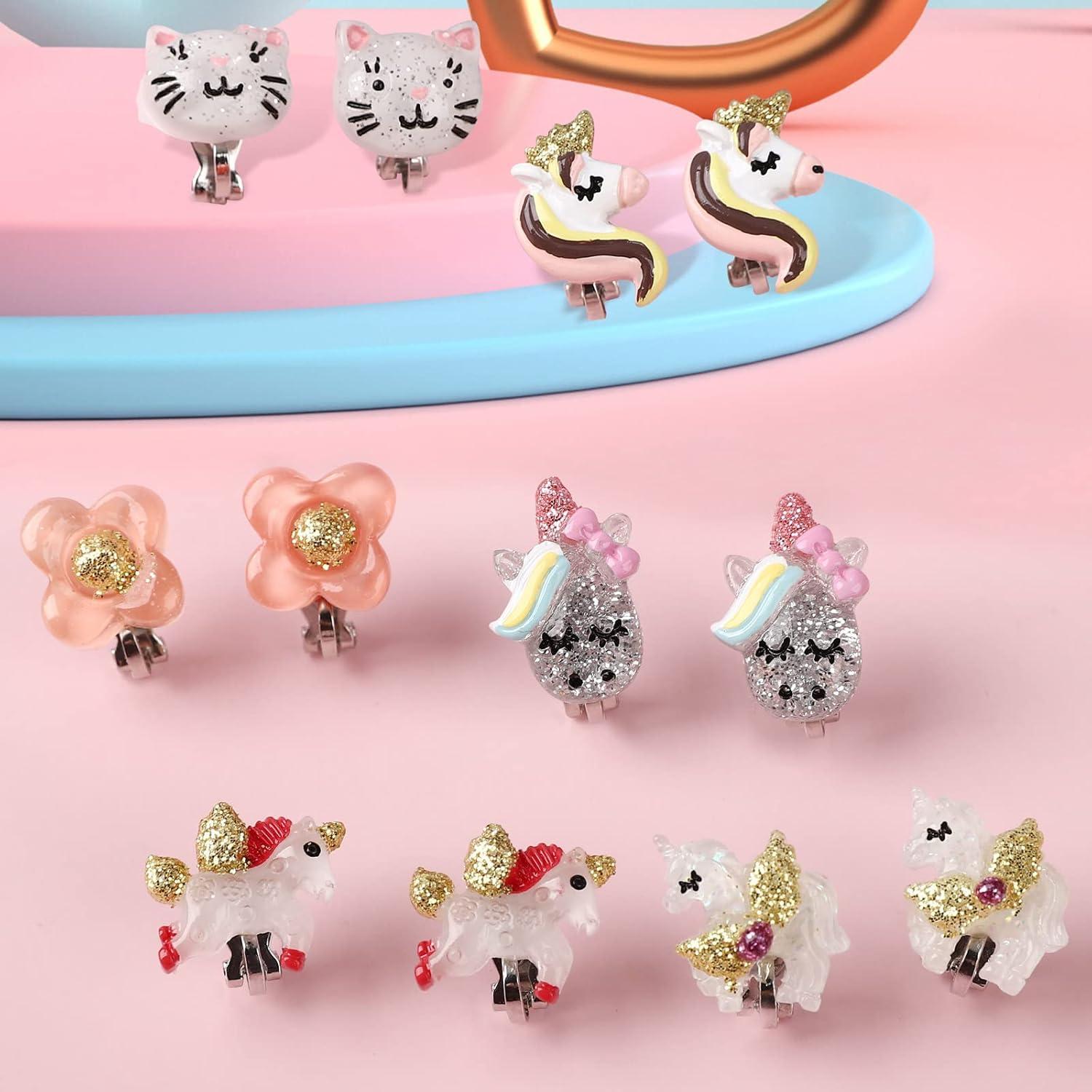 Pendientes de Clip para Niñas Huitong - 6 Pares Brillantes