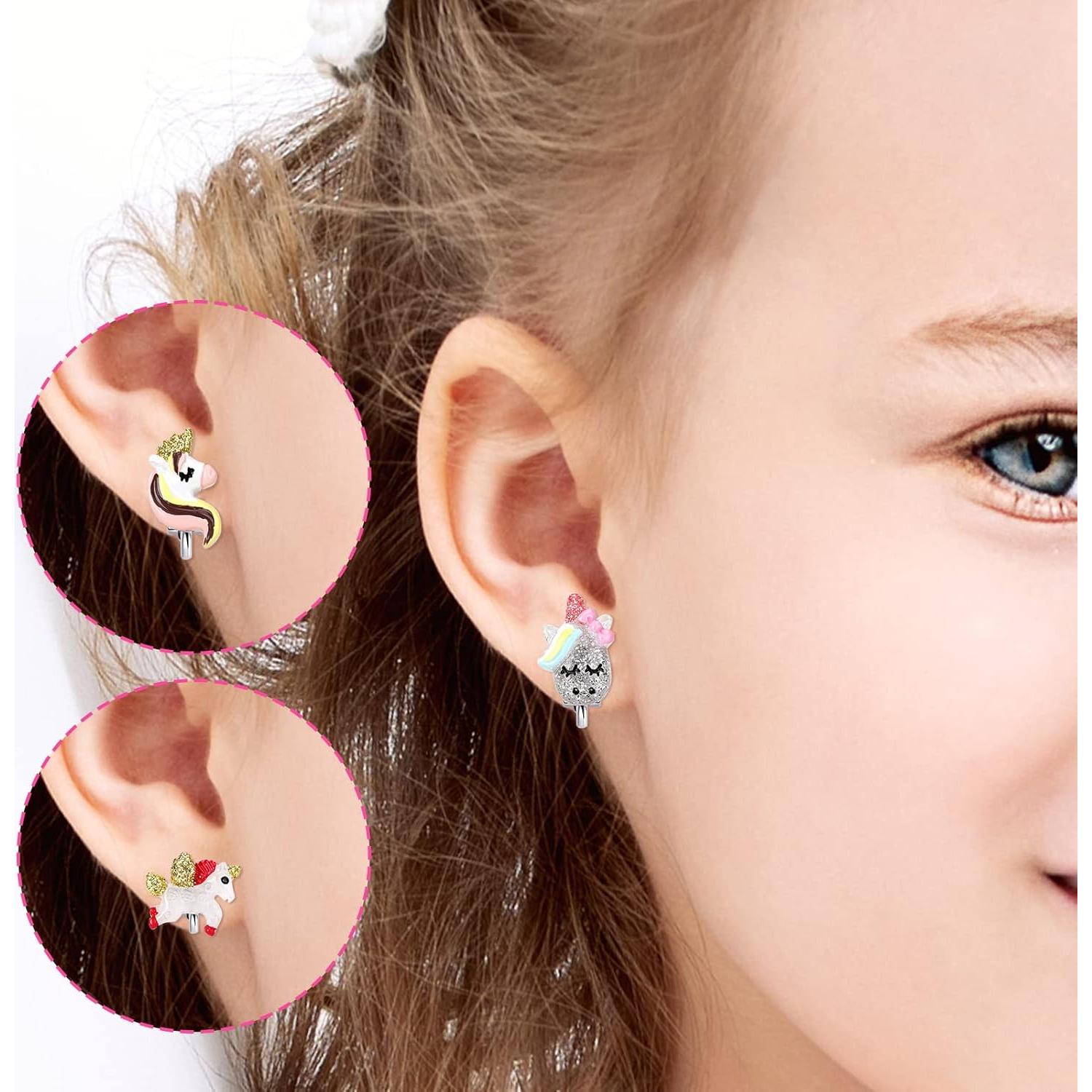 Pendientes de Clip para Niñas Huitong - 6 Pares Brillantes