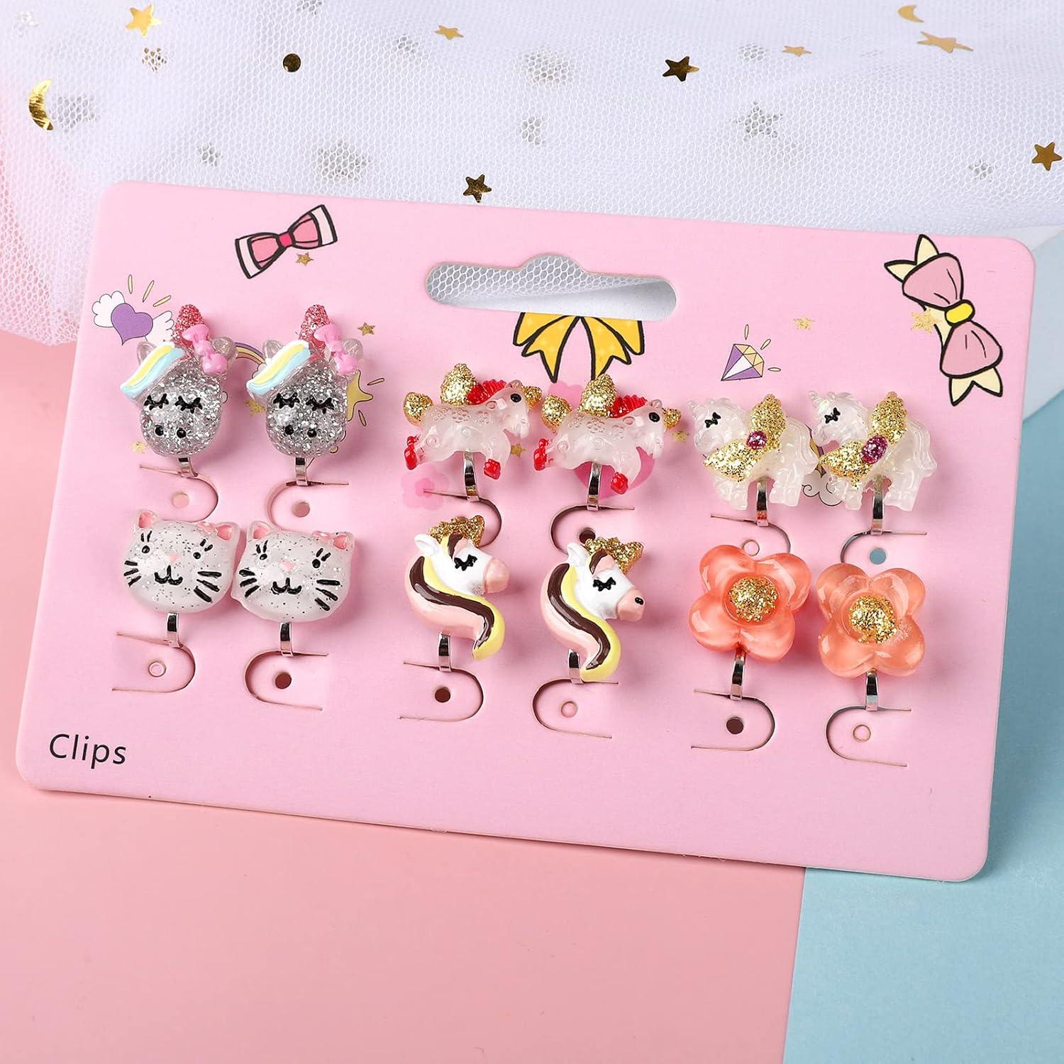 Pendientes de Clip para Niñas Huitong - 6 Pares Brillantes
