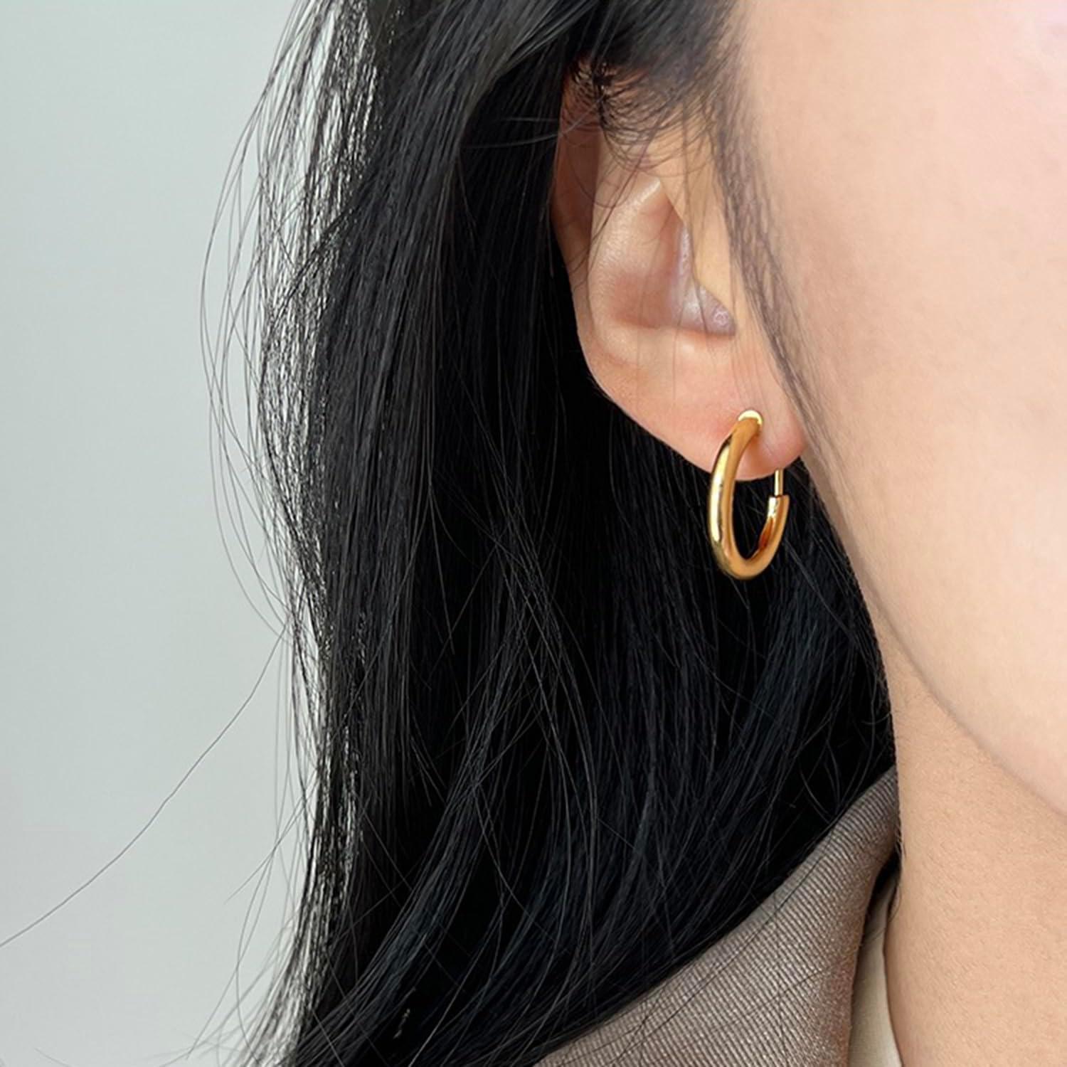 Pendientes de Aro Dorados de Clip Hipoalergénicos 20mm