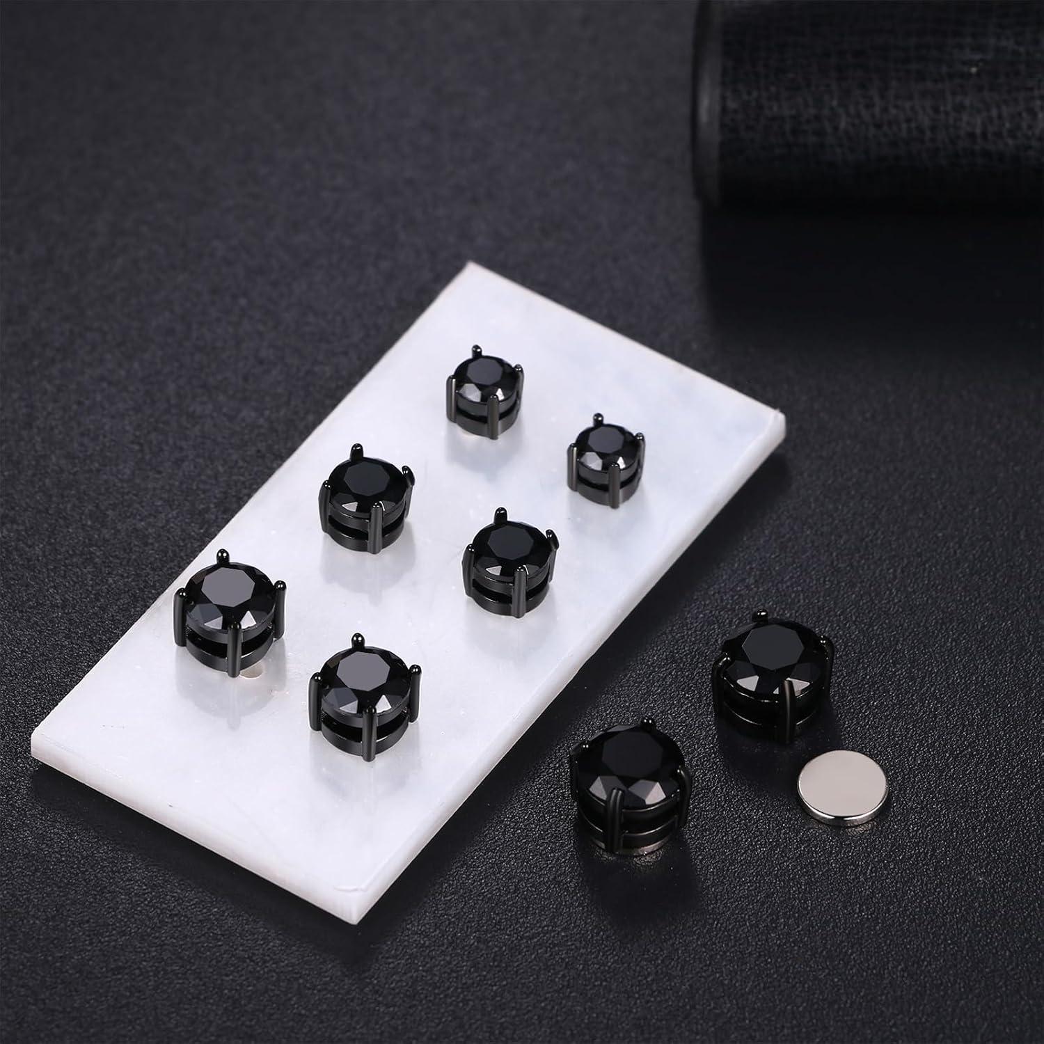 Pendientes Magnéticos Sin Perforación Acero Inoxidable 5-8mm CZ