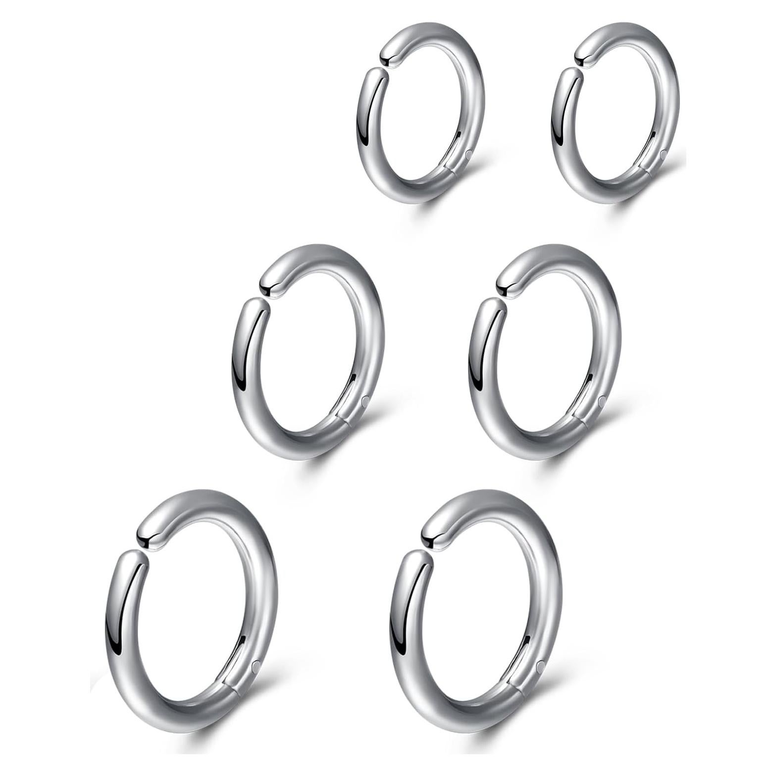 Pendientes Clip On Huggie SIISPRI Unisex Hipoalergénicos Acero Inoxidable