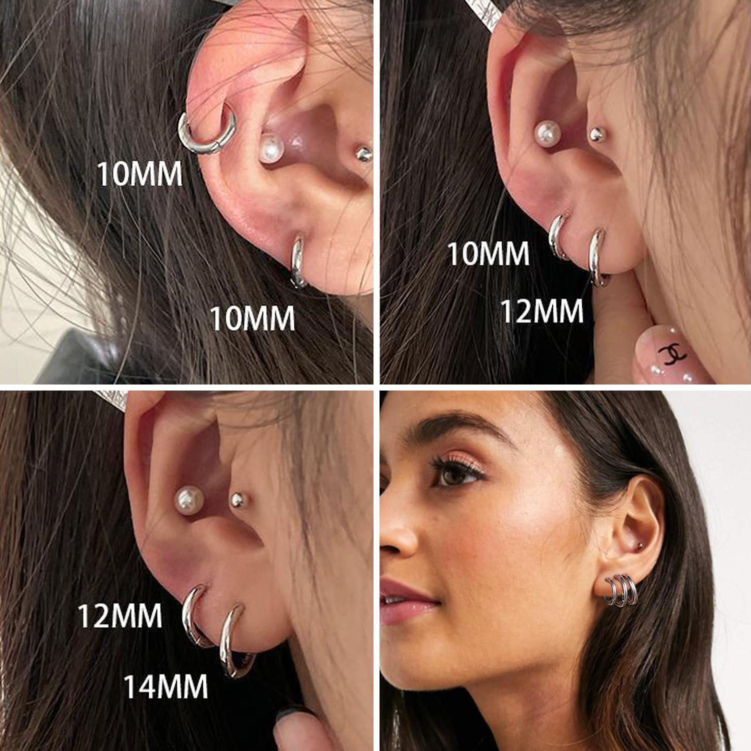 Pendientes Clip On Huggie SIISPRI Unisex Hipoalergénicos Acero Inoxidable