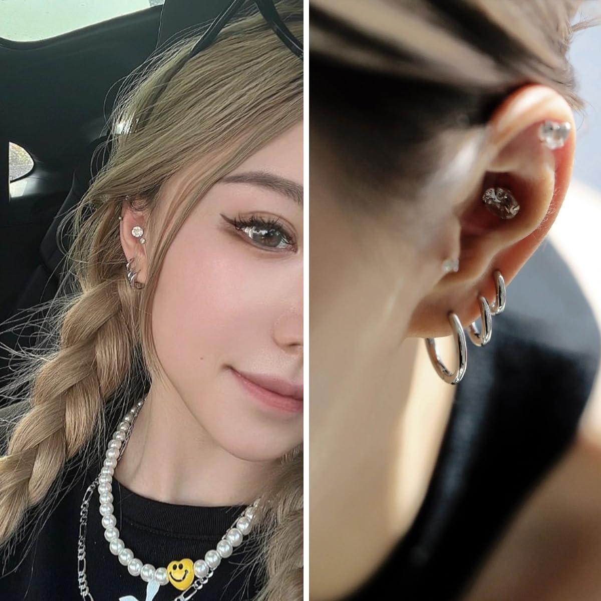 Pendientes Clip On Huggie SIISPRI Unisex Hipoalergénicos Acero Inoxidable