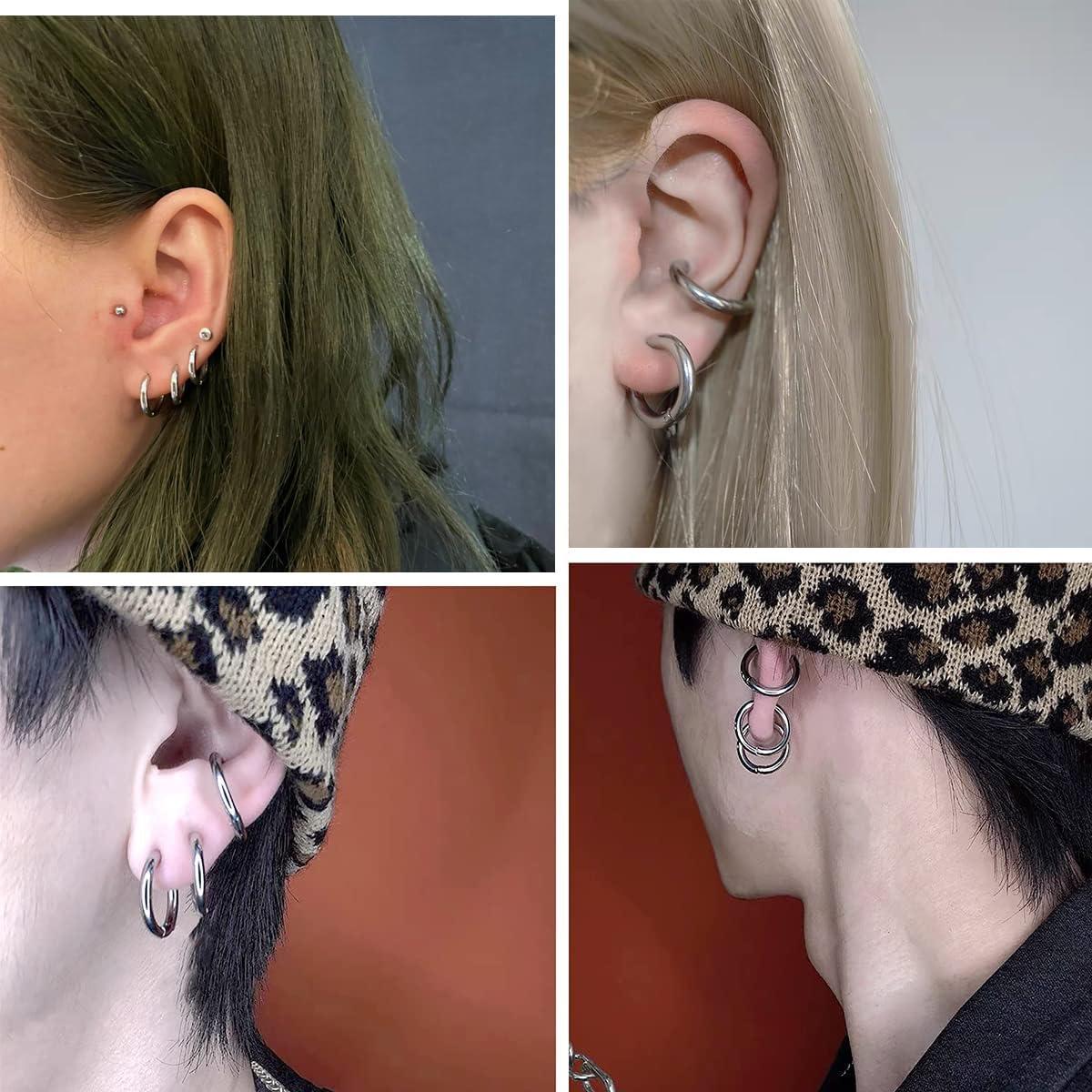 Pendientes Clip On Huggie SIISPRI Unisex Hipoalergénicos Acero Inoxidable