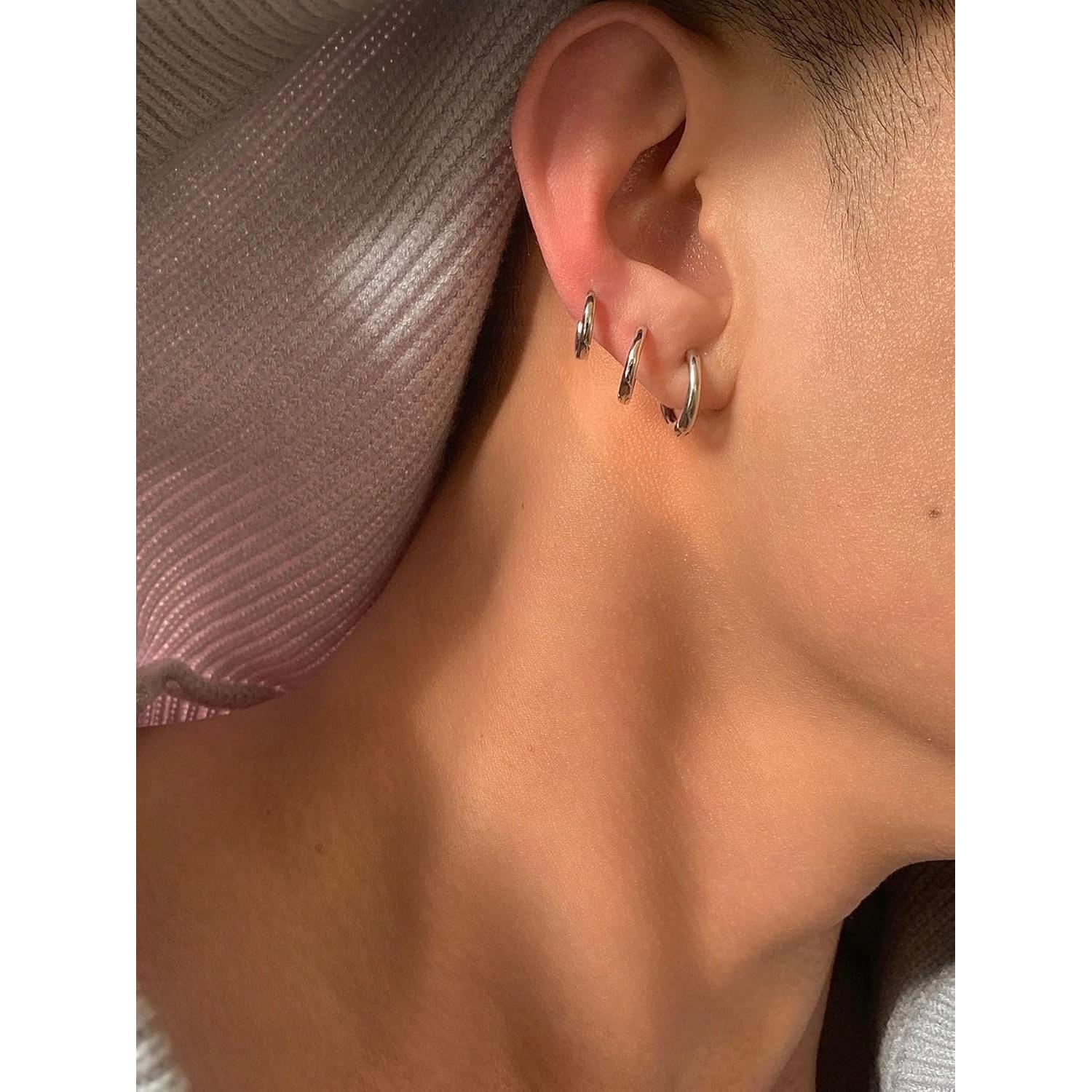 Pendientes Clip On Huggie SIISPRI Unisex Hipoalergénicos Acero Inoxidable