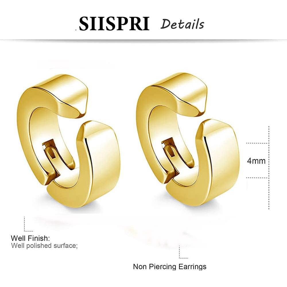 Pendientes de Clip de Acero Inoxidable YZstyle - 3 Pares Unisex