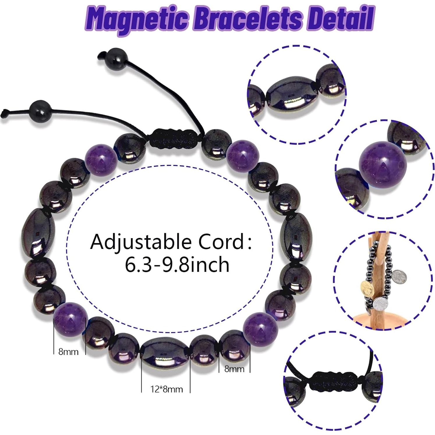 Set de Pulseras de Tobillo Terapia Magnética Hion - Hematita y Amatista