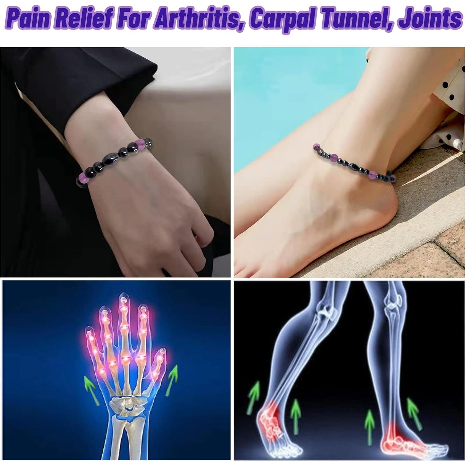 Set de Pulseras de Tobillo Terapia Magnética Hion - Hematita y Amatista